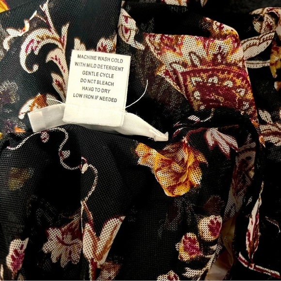 L.I.F.E Love Is For Eternity Large Blk Floral Chiffon Duster Kimono Translucent - Picture 10 of 10